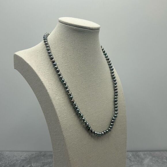 NWOT Vintage Womens Blue Green Natural Pearl Bead Necklace l Jewelry Gift Cockta - Picture 2 of 9